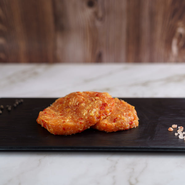 Hamburguesa de pollo con pimiento