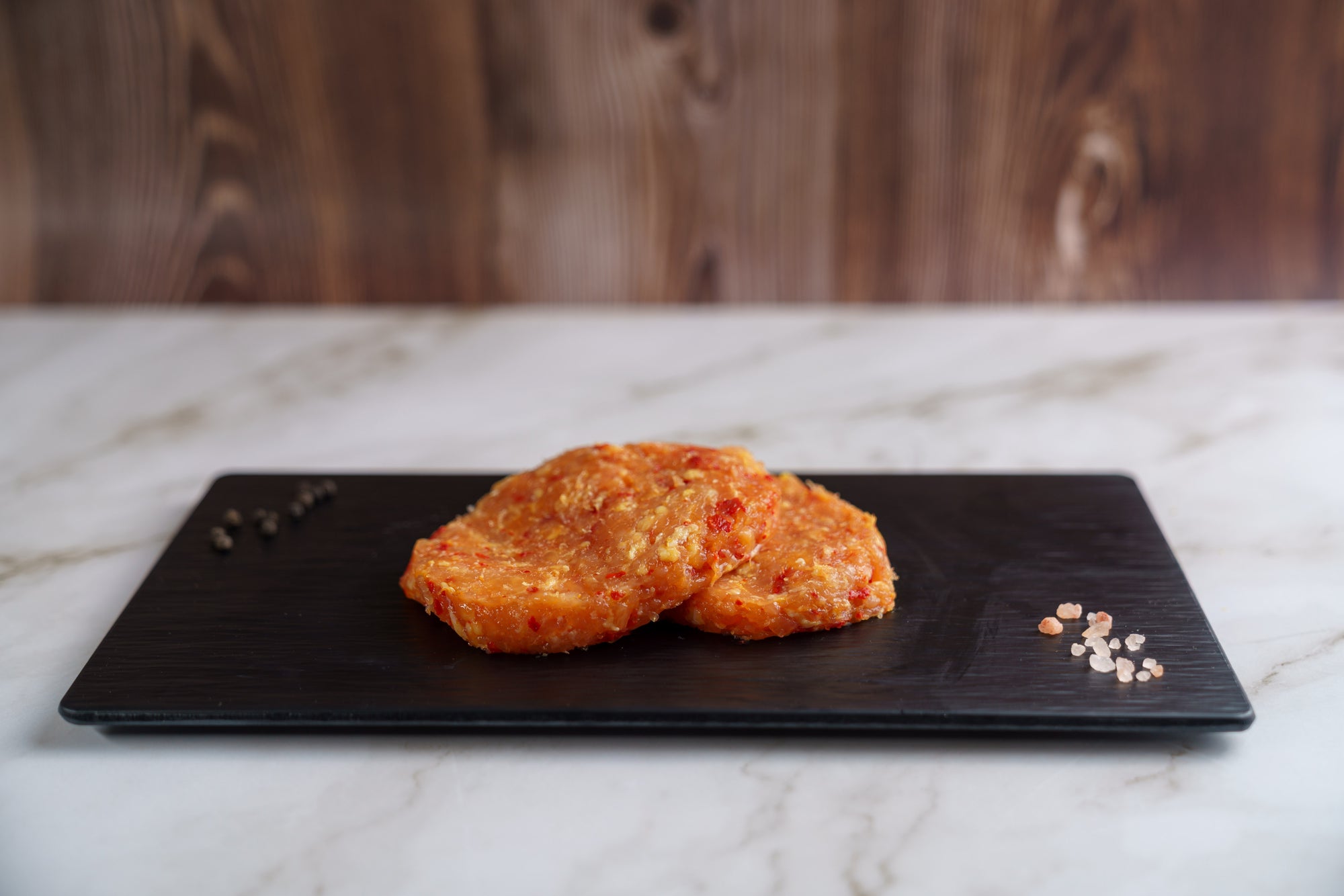 Hamburguesa de pollo con pimiento