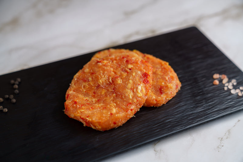 Hamburguesa de pollo con pimiento